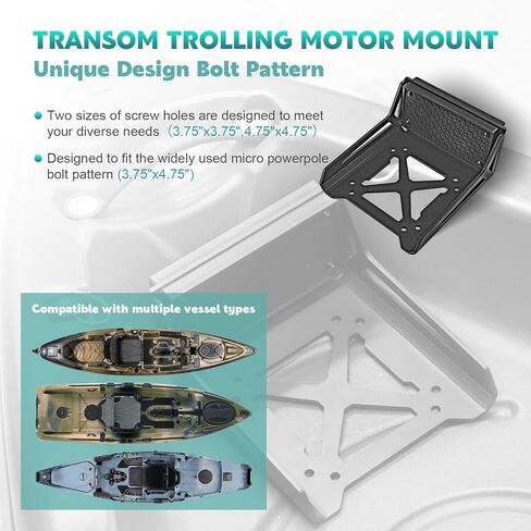 Universal Transom Trolling Motor Mount for Kayaks,Heavy Duty Marine-Grade Stern Drive Trolling Motor Mounting Bracket for Any Boat with a Flat Stern, Universal Fit for Electric Trolling Motors Only in Kuwait