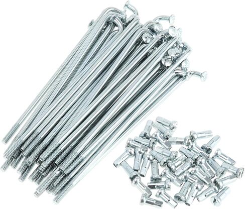 1 Set Universal Bicycle Spokes 12G 85mm Length Bike Wheel Spokes Nipple Silver Tone Carbon Steel Galvanized in Kuwait