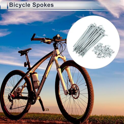 1 Set Universal Bicycle Spokes 12G 85mm Length Bike Wheel Spokes Nipple Silver Tone Carbon Steel Galvanized in Kuwait
