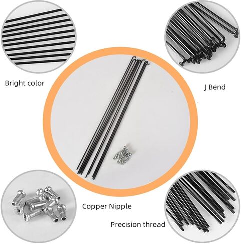Stainless Steel Spokes and Nipples Bike Spokes，12G Bike Wheel Spokes Carbon Steel Black 10pcs for Mountain Bike Road Bike in Saudi Arabia