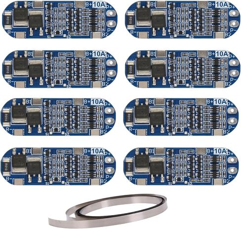 8PCS 3S 11.1V /12V/12.6V 10A BMS PCB Protection Board 18650 Li Ion Battery Charger Module with 10M Nickel Strip Lithium Cell Circuit Board for DIY Power Banks E-Bike Solar Energy Systems in Saudi Arabia