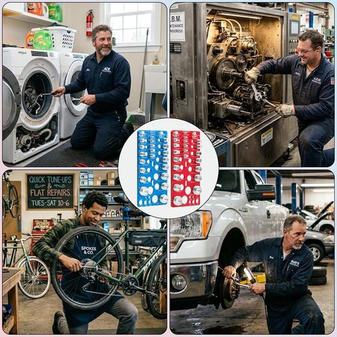 62-Piece Nut and Bolt Thread Checker - 25 Inch & 25 Metric Thread Gauges + 12 Drill Bit Sizers, Heavy-Duty Aluminum & Steel Bolt Size Finder, High-Precision Screw Identifier Tool (Red & Blue) in Kuwait