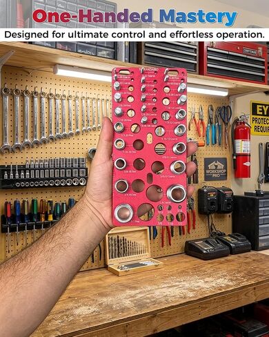 62-Piece Nut and Bolt Thread Checker - 25 Inch & 25 Metric Thread Gauges + 12 Drill Bit Sizers, Heavy-Duty Aluminum & Steel Bolt Size Finder, High-Precision Screw Identifier Tool (Red & Blue) in Kuwait