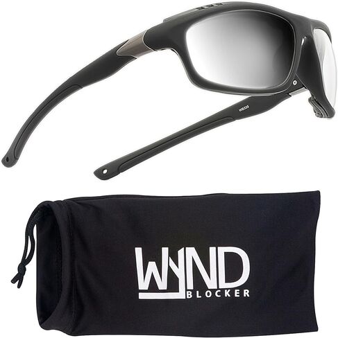 WYND Blocker Photochromic Clear-to-Smoke Wind Resistant Sunglasses Dry Eye Motorcycle Glasses (Model 335 - Black Matte, Photochromic Clear/Smoke) in Kuwait