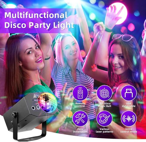 Party Lights, Dj Disco Ball Light, Strobe Stage Laser Lights Projector with Remote Control for Festivals Atmosphere Birthday Party Decorations（Plastic Shell） in Saudi Arabia