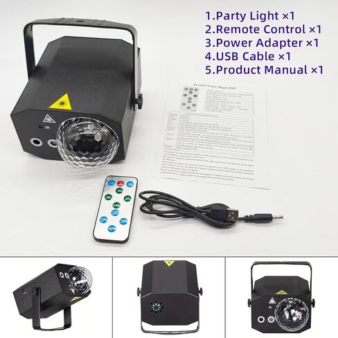 Party Lights, Dj Disco Ball Light, Strobe Stage Laser Lights Projector with Remote Control for Festivals Atmosphere Birthday Party Decorations（Plastic Shell） in Saudi Arabia