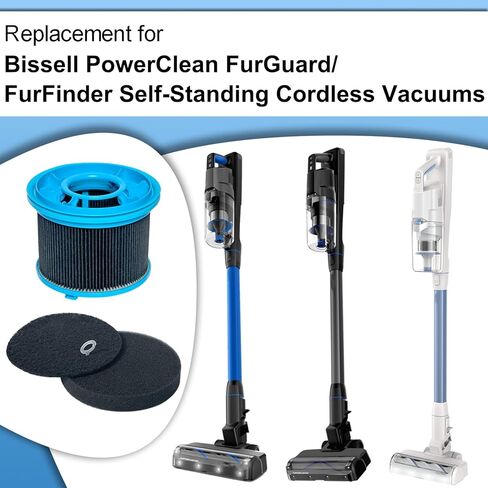 Vacuum Filters Kit Replacement for Bissell 4052 4039 4137 PowerClean FurGuard 280W and FurFinder 200W Self-Standing Cordless Vacuum, 4 Filters and 6 Pre-Filter Pads Set included in Saudi Arabia