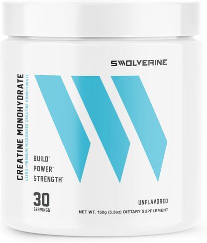 Swolverine Creatine Monohydrate Powder - 5g Micronized Creatine, Third-Party Tested, Single-Ingredient, Supports Muscle Strength, Power, Recovery & High-Intensity Performance, 30 Servings, Unflavored in Saudi Arabia