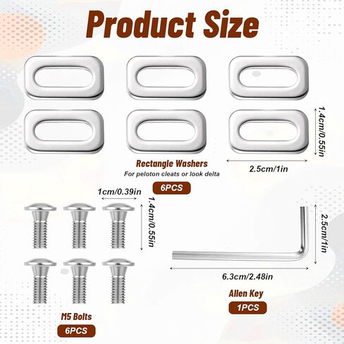 6 PCS Replacement Bolts Screws Washers and Wrench for Look Peloton Shoes, Bike Cleats Cycling Shoes Clips Cleat Replacement Parts for Road and Indoor Bikes in Saudi Arabia
