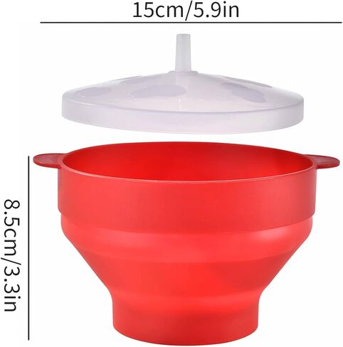 1pc Collapsible Silicone Popcorn Bowl with Lid, Microwave Popcorn Maker, Foldable Food Grade Silicone Bowl, Reusable Kitchen Snack Bowl, Heat Resistant Space Saving Kitchen Tool in Saudi Arabia
