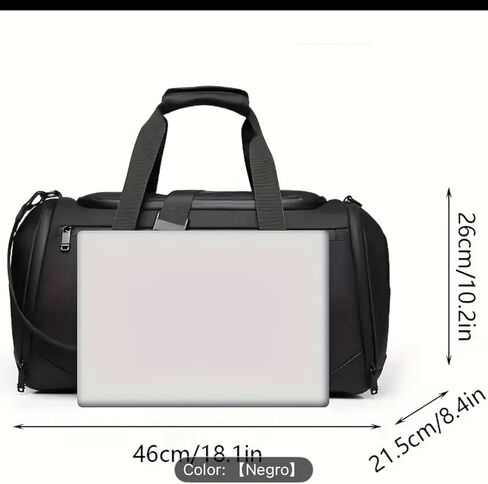 Large Capacity Travel Duffel Bag, Black, 18.1x10.2x8.4 Inches, Sports Gym Bag with Multiple Compartments and Adjustable Shoulder Strap in Saudi Arabia
