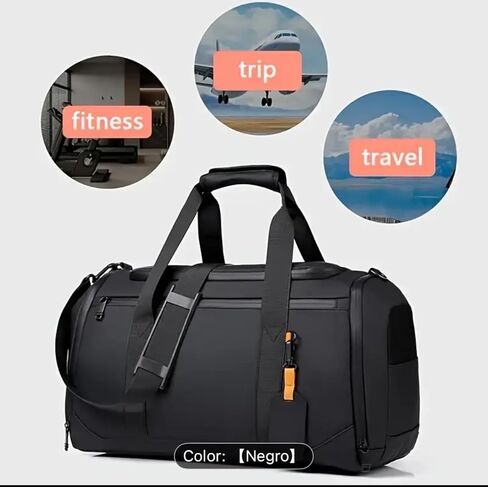 Large Capacity Travel Duffel Bag, Black, 18.1x10.2x8.4 Inches, Sports Gym Bag with Multiple Compartments and Adjustable Shoulder Strap in Saudi Arabia