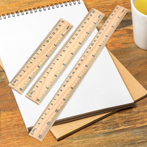 3 Pieces Wooden Rulers Measuring Rulers, Professional Straight Edge Measuring Tool with 2 Scale for Drawing, Home Office, 15cm 20cm 30cm in Saudi Arabia
