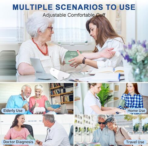 جهاز قياس ضغط الدم للمنزل - شاشة كبيرة بإضاءة خلفية مع منحنى الاتجاه، جهاز BP للذراع العلوي قابل لإعادة الشحن، قراءات دقيقة، ذاكرة 180 لمستخدمين، جهاز رقمي مع أساور كبيرة مريحة in Kuwait