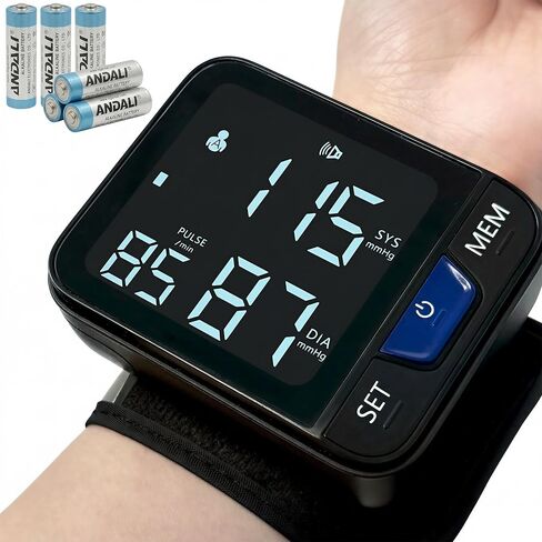 جهاز قياس ضغط الدم من المعصم - جهاز ضغط الدم دقيق سريريًا مع شاشة عرض كبيرة بإضاءة خلفية VA وLED وبث صوتي لكبار السن، وذاكرة 240 لمستخدمين، وكاشف ضربات القلب غير المنتظم للاستخدام المنزلي in Kuwait