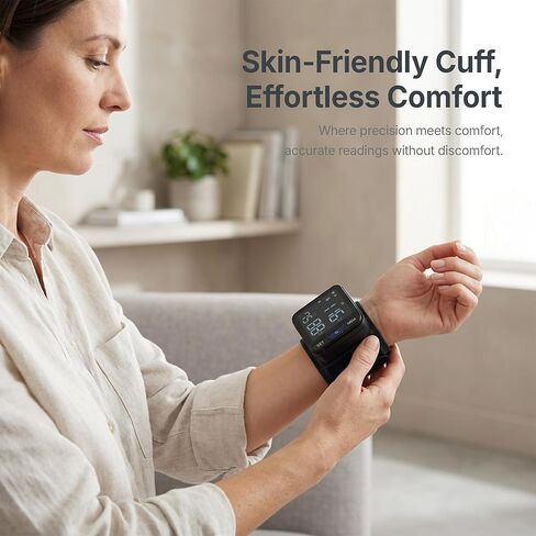 جهاز قياس ضغط الدم من المعصم - جهاز ضغط الدم دقيق سريريًا مع شاشة عرض كبيرة بإضاءة خلفية VA وLED وبث صوتي لكبار السن، وذاكرة 240 لمستخدمين، وكاشف ضربات القلب غير المنتظم للاستخدام المنزلي in Kuwait