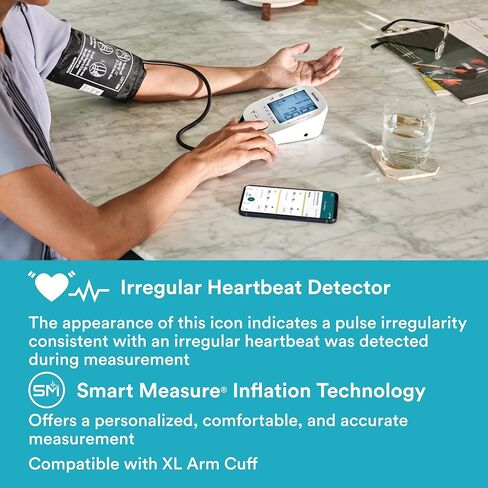 Homedics 700 Series Arm Blood Pressure Monitor for Home use, 5-Day Trend View, Irregular Heartbeat & Motion Detection, Bluetooth for Homedics Health App Sync, 2 Users, Soft Arm Cuff (9"-17") in Saudi Arabia