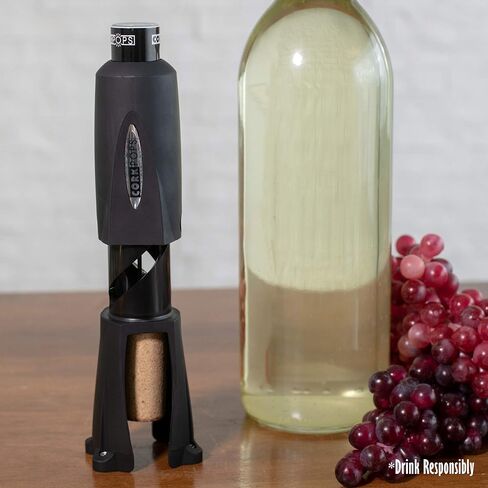 Cork Pops Legacy Wine Opener Built-in 4-Blade Foil Cutter Safe Cork Removal, Effortless Push Button Use, Needle Guard for Safety, Low-Pressure Cartridge Opens Up To 60 Bottles in Saudi Arabia