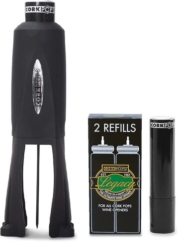 فتاحة نبيذ كورك بوبس ليجاسي مدمجة بـ 4 شفرات لإزالة الفلين بشكل آمن، استخدام زر ضغط بدون جهد، واقي إبرة للسلامة، خرطوشة منخفضة الضغط تفتح حتى 60 زجاجة in Kuwait