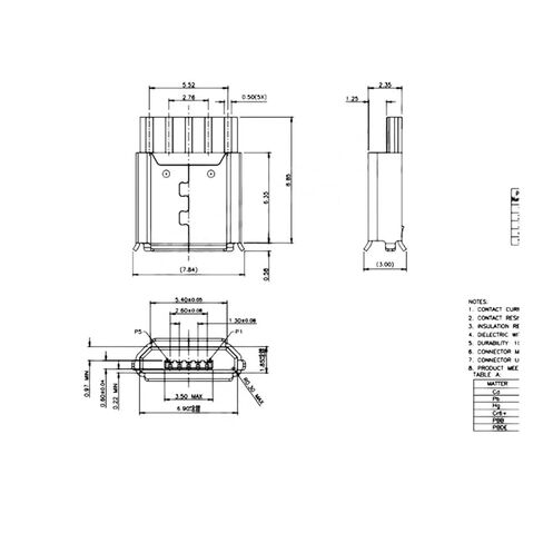 Fengpeng Type B V8 Warp Edge 5Pin USB موصلات أنثى موصل صغير منفذ جاك محطات توصيل الذيل (مجموعة، 10 قطع) in Saudi Arabia