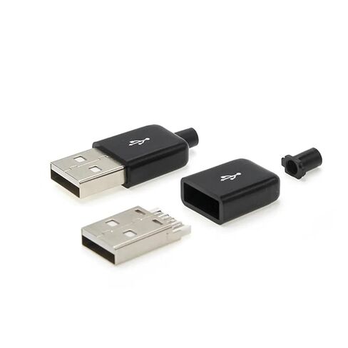 fengpeng 10 pcs/lot Male Type A 4Pin Rounded Corners Connector Port Jack Tail Sockect Plug Electric Terminals DIY USB(Black) in Kuwait