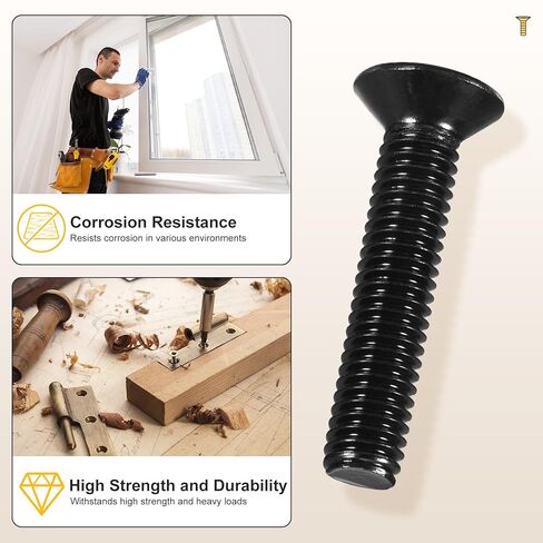 مجموعة متنوعة من صواميل الماكينة من ميتاليكسيتي فيليبس (M3-0.5) 600 قطعة، طقم براغي أدوات برأس مسطح من الفولاذ الكربوني مع غسالات مسطحة - للتثبيت المعدني الداخلي، أسود in Kuwait