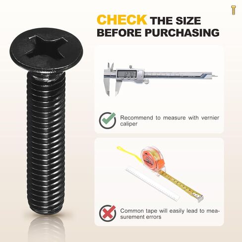 مجموعة متنوعة من صواميل الماكينة من ميتاليكسيتي فيليبس (M3-0.5) 600 قطعة، طقم براغي أدوات برأس مسطح من الفولاذ الكربوني مع غسالات مسطحة - للتثبيت المعدني الداخلي، أسود in Kuwait