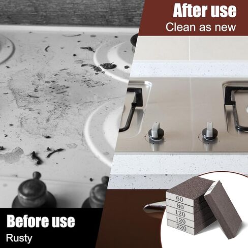 6 عبوات من ورق الصنفرة، 60/80/120/220 حبيبة قابلة للغسل وإعادة الاستخدام، إسفنجة صنفرة خشنة متوسطة الحجم، وسادات رمل جافة ورطبة للجدران الجافة، خشب in Kuwait