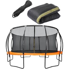 Trampoline Replacement Safety Net for 12 Poles, 16FT Round Frame Trampolines, UV-Resistant Weather Resistant Breathable Double Headed Zipper, Adjustable Straps (Net Only) in Saudi Arabia
