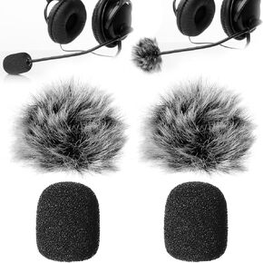 4 Pcs High-Density Headset Mic Cover, Mini Foam Microphone Windscreen & Furry Covers Set, Headset Mic Foam Cover, Lapel Microphones Windscreen for Lavalier, Noise Reduction in Kuwait