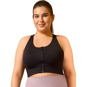 Cordaw Front Zipper Plus Size Sports Bra for Women, High Impact Racerback with Fixed Cup for Running Gym in Kuwait