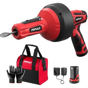 POPULO 12V استنزاف كهربائي لاسلكي، تغذية تلقائية سباكة استنزاف ثعبان لفك استنزاف الحوض 3/4 "-2" الأنابيب، 16.8 قدم ثعبان الشعر استنزاف تسد أدوات تنظيف مزيل للاستحمام، المطبخ، حوض الاستحمام، بالوعة in Kuwait