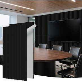 لوحات حائط WoveN Sound Slat Acousitc مقاس 48 × 24 بوصة، قشرة خشبية، ديكور حائط مقاوم للصوت، تصميم ذاتي اللصق لتلطيف الصوت للمنزل والاستوديو والمكتب ومنطقة التركيز، 10 عبوات، خشب الساج in Kuwait