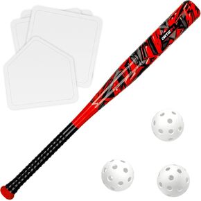 مجموعة جراند سلام - مضرب بلاستيكي جرافيتي، مجموعة بيسبول ديفيد أورتيز في الفناء الخلفي مع 3 كرات، 4 قواعد رمي in Kuwait