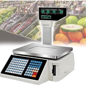 Digital Barcode Weighing Scale with Double-Sided Display for Price Label Printing, Ideal for Food Retail Stores and Supermarkets, Includes Cashbox in Kuwait