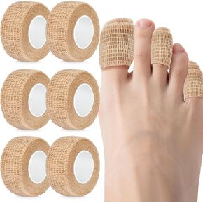 6 لفات من ضمادة إصبع القدم الكبيرة - شريط إصبع القدم القابل للتمدد لأصابع القدم والأصابع المكسورة - غلاف ضمادة ذاتية اللصق مقاس 1 بوصة لأظافر القدم الغارزة في الجلد in Kuwait