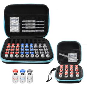 2 Pack 3ML Peptide Case Organizer 63 Slots & 16 Slots with Mesh Pocket, Fits 1ml 2ml 3ml Bottles, Peptide Storage Case for Fridge, Bag Only, Pack of 2 in Kuwait