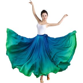 تنورة رقص غنائية للنساء من Z&X متدرجة اللون من الشيفون طويلة متأرجحة شفافة لأداء الباليه الحديث in Kuwait