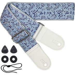 حزام الكتف الغيتار الأزرق الزهور زهرة ليف الجاكار التطريز قابل للتعديل الكهربائية الصوتية باس الملحقات (1 قطعة) in Kuwait
