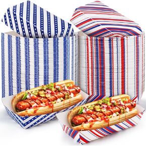 100 قطعة من صواني الطعام الورقية في الرابع من يوليو، مقاس 9.4 × 5.1 × 2.2 بوصة، صواني تقديم وطنية للاستعمال مرة واحدة، قوارب طعام كبيرة بنمط أحمر وأبيض وأزرق لمستلزمات حفلات عيد الاستقلال وعيد الميلاد التذكاري in Kuwait