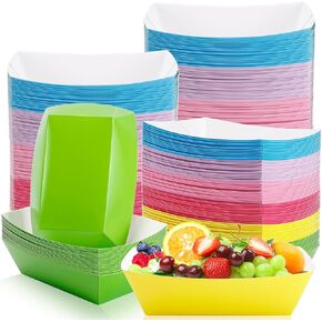 120 حزمة من قوارب صينية الطعام الورقية الملونة، صواني ناتشو الورقية للاستعمال مرة واحدة، صواني هوت دوج مقاومة للدهون، قوارب طعام ملونة تخدم صينية القارب من أجل ناتشو هوت دوج فرايز شواء تاكو in Kuwait