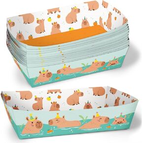 Big Dot of Happiness Capybara Party Paper Food Trays, Disposable Food Boats for Kids Birthday, Picnic, BBQ, Double-Sided Paper Food Holders for Nachos, Hot Dogs, French Fries - 12 Ct in Kuwait