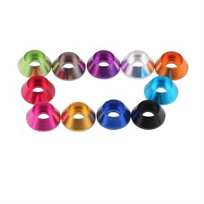 Qinlu-غسالات نموذج اللون سبائك الألومنيوم رأس كأس أسطواني رئيس مقبس مسدس المسمار غسالة الترباس غسالة M2 M2.5 M3 M4، لإصلاح المصانع (برتقالي، M2.5 8 قطع) in Kuwait