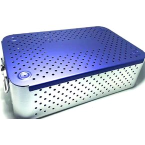 Chaoyue Medical Aluminium Alloy Rectangular Sterilization Tray with Silicone Mat, 460mm*310mm*130mm, Blue, Medical Tray, Science Lab Trays in Kuwait