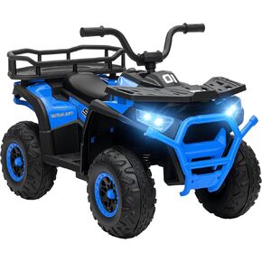 QABA 12V Kids ATV ، 4 Wheeler Quad ، 3.7mph leghed kead على سيارة مع 4 عجلات تعليق ، سلة تخزين ، مصابيح LED ، USB الموسيقى ، إطارات reced in Kuwait