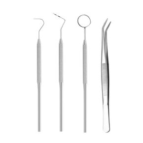 4 Pcs/Kit Dental Explorer #23, Dental Perio, Mirror, College Plier Single-Ended Solid Premier Stainless Steel Professional Dental Instruments in Kuwait