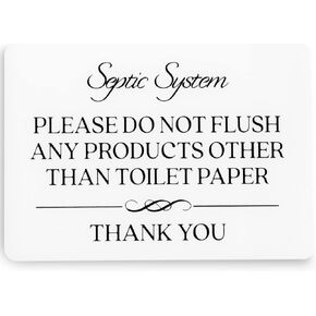 نظام الصرف الصحي لا يتدفق علامة المرحاض (أكريليك أبيض 5 × 3.5 بوصة) - لا تتدفق أي شيء باستثناء علامة ورق المرحاض - علامات الحمام للأعمال - لافتات Airbnb والحمامات in Kuwait