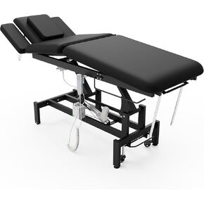 طاولة تدليك العمود الفقري الكهربائية، محركين كهربائي هيدروليكي، وظائف رفع الخصر والارتفاع قابلة للتعديل للعلاج/العلاج الطبيعي/تدليك العمود الفقري/منتجعات الوجه/إزالة الشعر بالشمع/الوشم - أسود in Kuwait