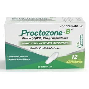 تحاميل Rising PROCTOZONE-B™ Bisacodyl 10 mg - تحميلة ملينة منشطة بدون وصفة طبية للإمساك العرضي - 12 قيراط in Kuwait