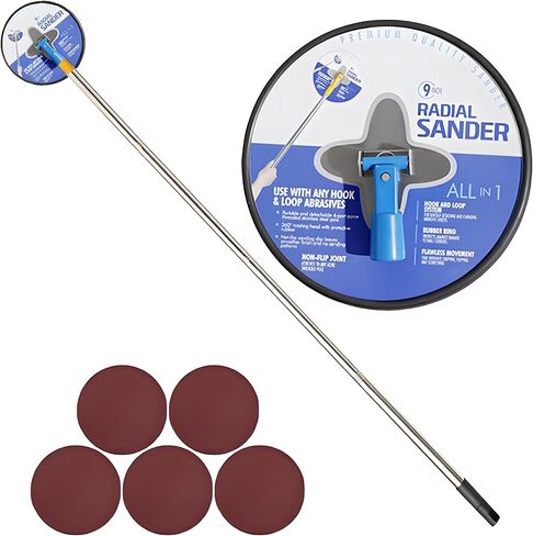 Pole Sander for Drywall, 86-inch Manual Hand Drywall Sander with Extension Pole, Radial Round Wall Sander for Painting Prep, Includes 5pcs Sanding Sheets (80, 100, 120, 180, 240 Grit) in Kuwait